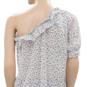Ulla Johnson Alene 印花荷叶边衬衫上衣 S
