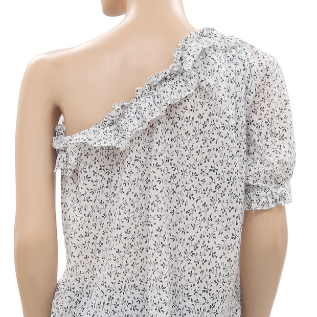 Ulla Johnson Alene 印花荷叶边衬衫上衣 S