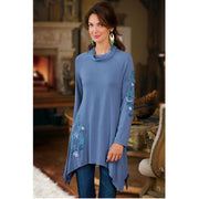 Soft Surroundings Amelia Floral Embroidered Turtle Top S