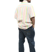 Asos Design Men's Pastel Stripe Linen Shirt 3XL