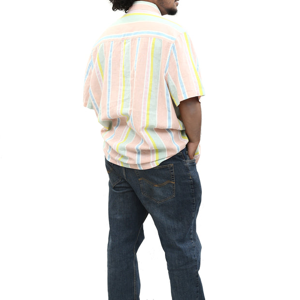 Asos Design Men's Pastel Stripe Linen Shirt 3XL