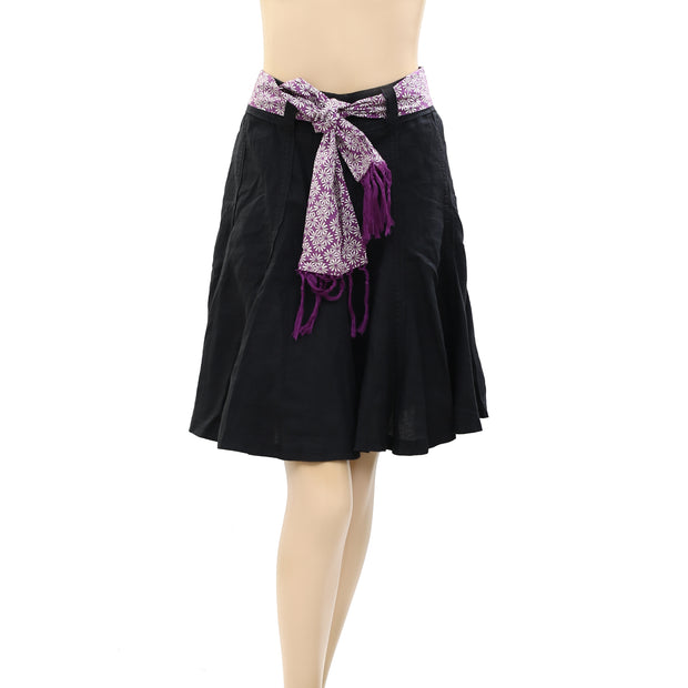 Sprit Solid Black Mini Skirt L