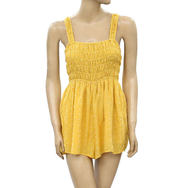 Urban Outfitters UO Cleo Embroidered Tie-Back Romper Dress S