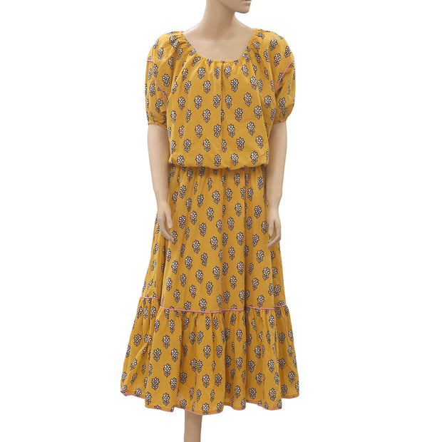 Rhode Resort Frida Off The Shoulder Yellow Midi Dress