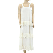APIECE APART Ivory Eyelet Embroidered Maxi Dress S