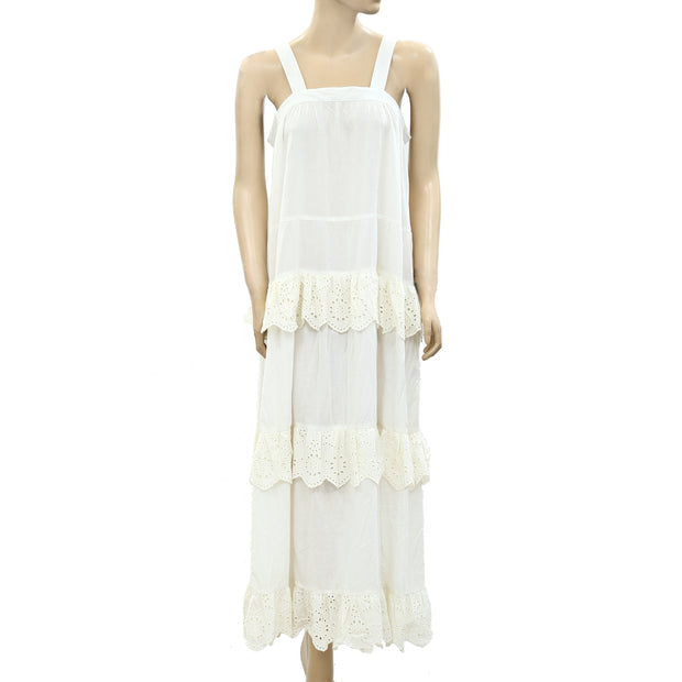 APIECE APART Ivory Eyelet Embroidered Maxi Dress S