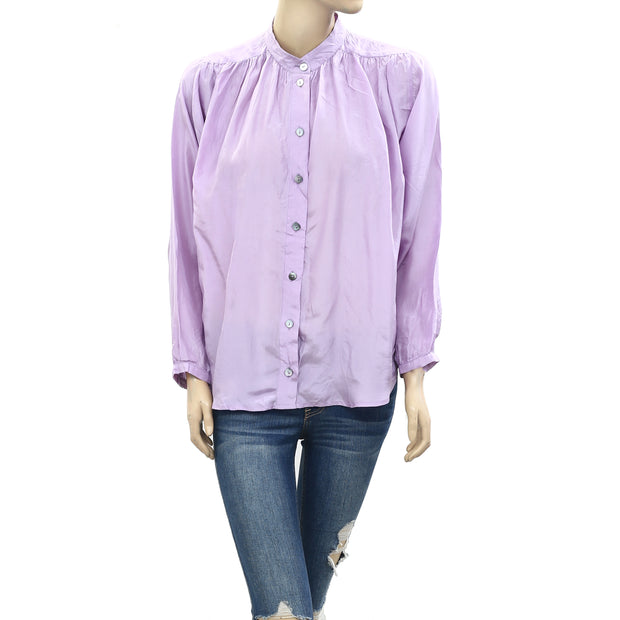 Apiece Apart Purple Silk Blouse Top S