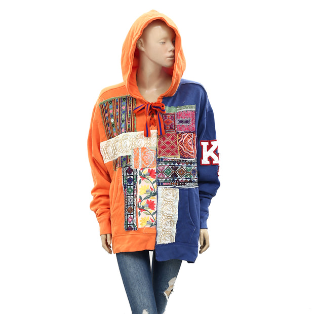 Kimchi Blue Urban Outfitters Campbell Patchwork Hoodie Sweatshirt Top