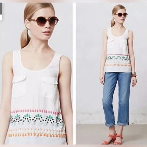 Anthropologie Leifnotes Embellished Tank Tunic Top XS 0