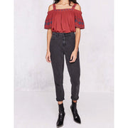 Staring At Stars Embroidered Brick Blouse Top M