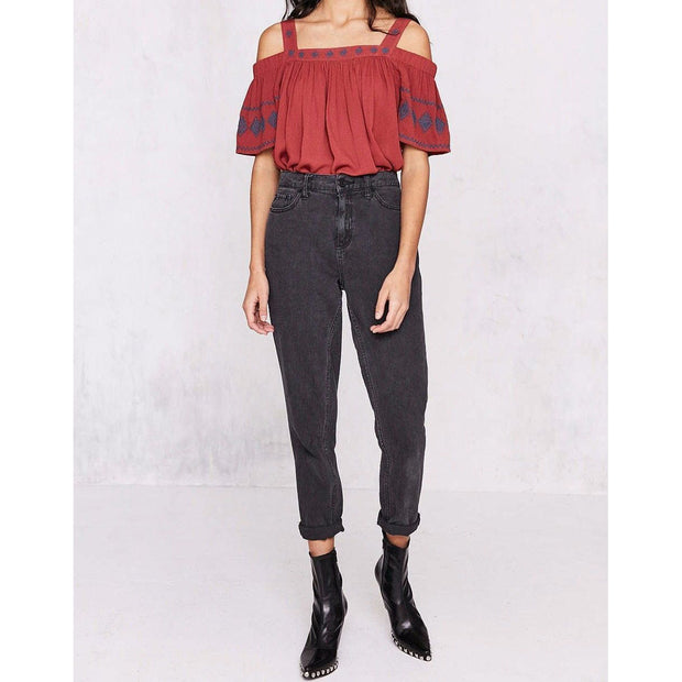 Staring At Stars Embroidered Brick Blouse Top M