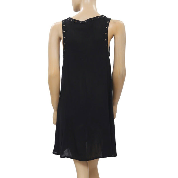 Miss Shop Studded Black Lace up Tank Mini Dress