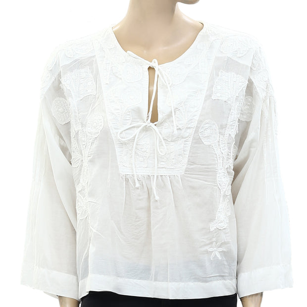 Anthropologie Catrina Embroidered Blouse Top S