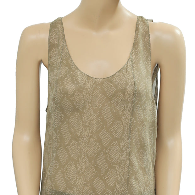 Nicholas K Printed Sleeveless Sheer Tunic Top S
