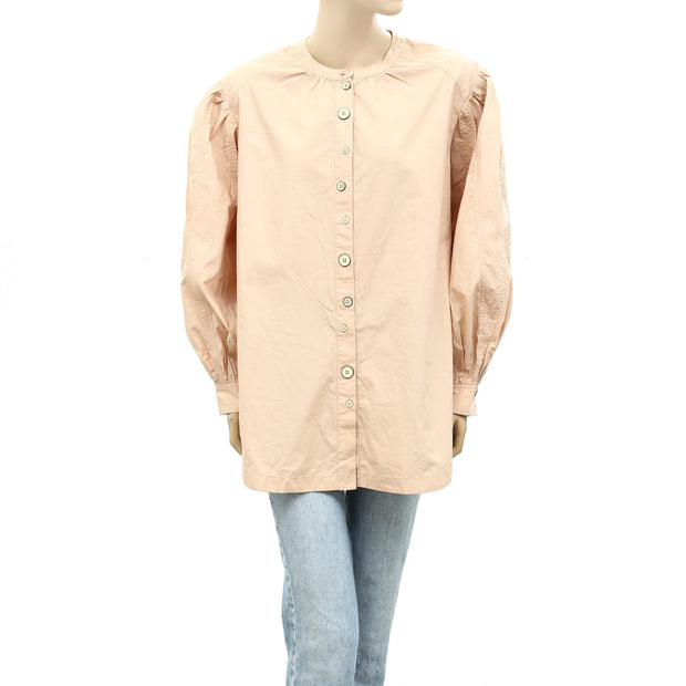 Ulla Johnson Nude Button Down Blouse Top L