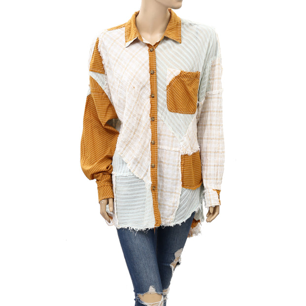 BDG Urban Outfitters Marco 拼接纽扣衬衫上衣