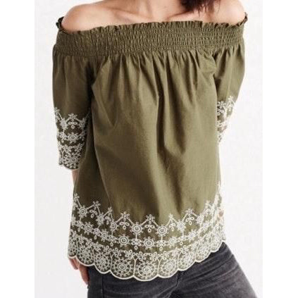 Abercrombie & Fitch Eyelet Embroidered Blouse Top