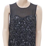 Juicy Couture Beaded Sequin Embellished Black Tunic Dress S 4