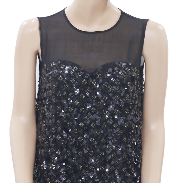 Juicy Couture Beaded Sequin Embellished Black Tunic Dress S 4