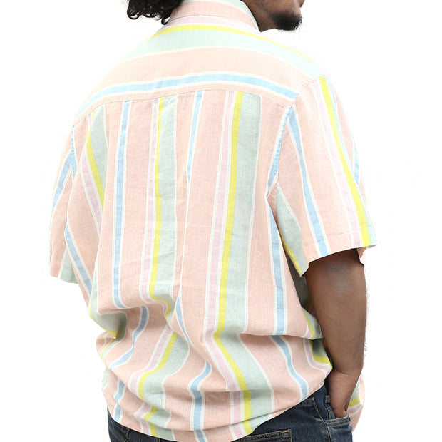 Asos Design Men's Pastel Stripe Linen Shirt 3XL