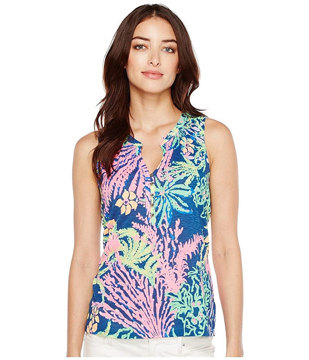 Lilly Pulitzer Essie Indigo All Glow Tank Blouse Top