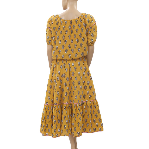 Rhode Resort Frida Off The Shoulder Yellow Midi Dress
