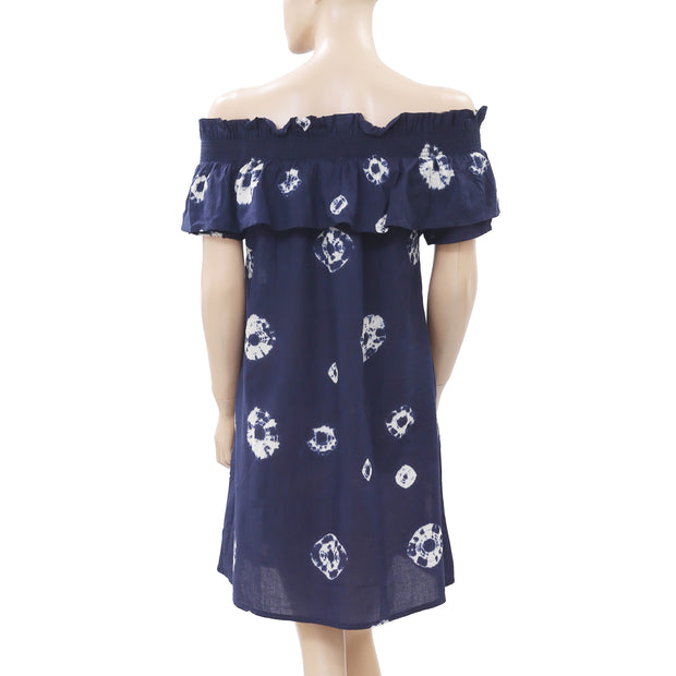 White Two Tie & Dye Printed Mini Dress S