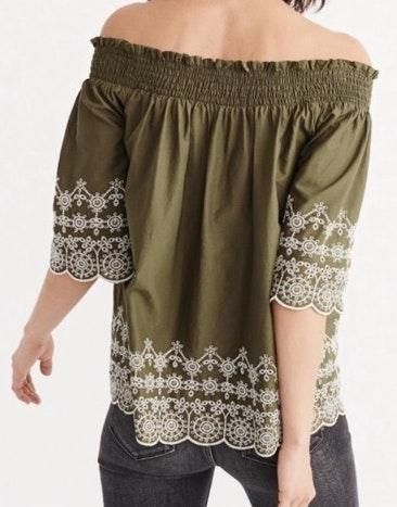 Abercrombie & Fitch Eyelet Embroidered Blouse Top