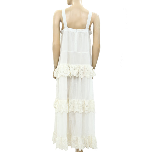 APIECE APART Ivory Eyelet Embroidered Maxi Dress S