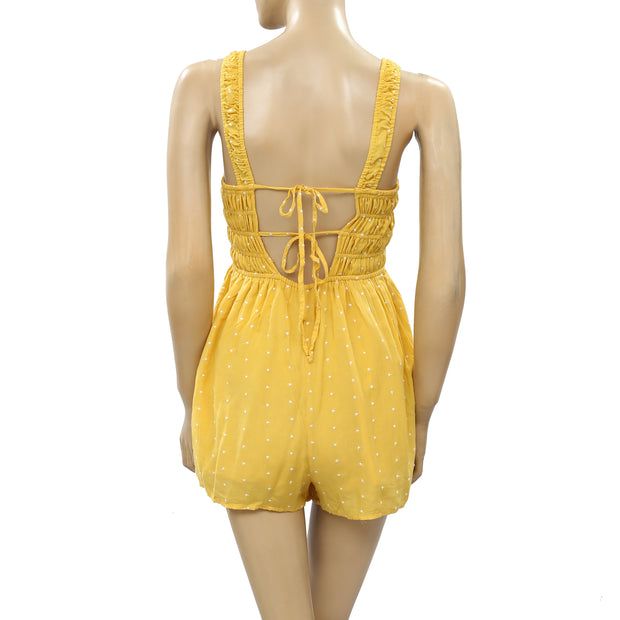 Urban Outfitters UO Cleo Embroidered Tie-Back Romper Dress S
