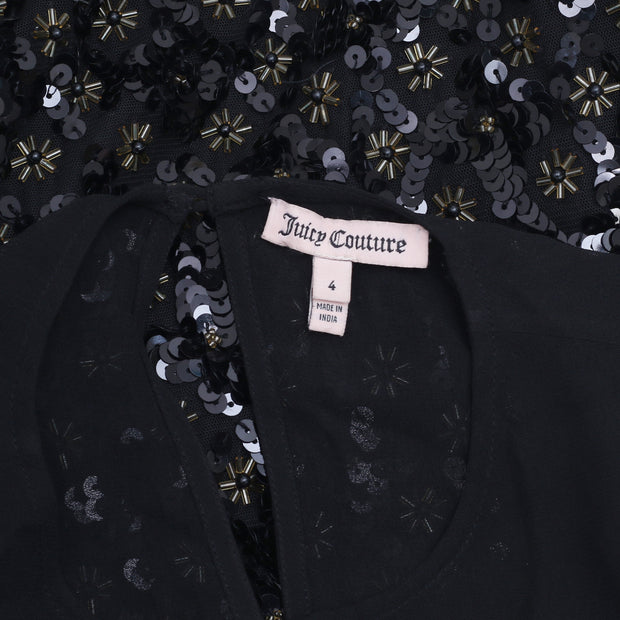 Juicy Couture Beaded Sequin Embellished Black Tunic Dress S 4