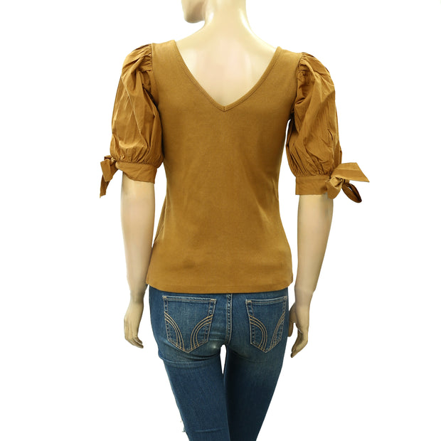 Maeve Anthropologie Puff-Sleeved Blouse Top