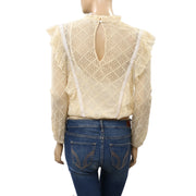 Intimately Free People Goldie Ruffle Lace Bodysuit Top XS
