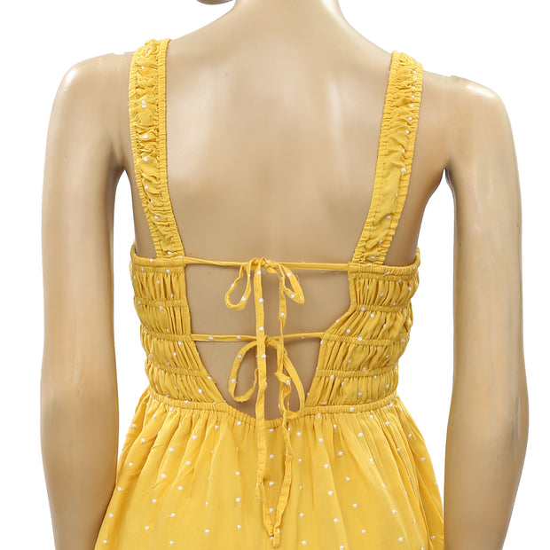 Urban Outfitters UO Cleo Embroidered Tie-Back Romper Dress S