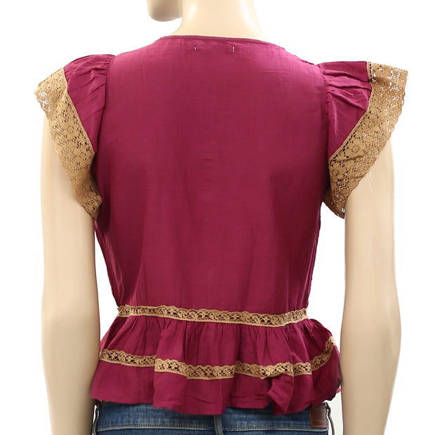 Mes Demoiselles Eyelet Embroidered Blouse Top S-36