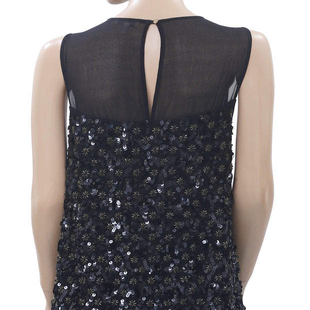 Juicy Couture Beaded Sequin Embellished Black Tunic Dress S 4