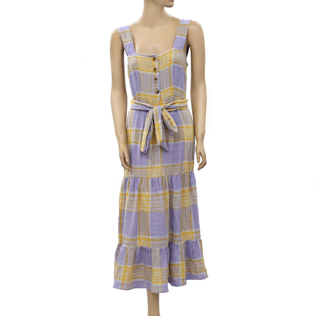 Urban Outfitters Sankaty Linen Ruffle Maxi Dress S