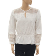 Bensimon Crochet Lace Ivory Blouse Top S