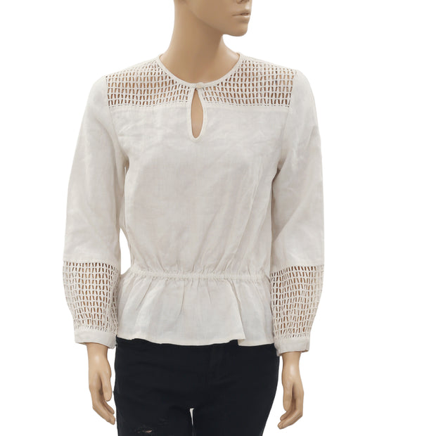 Bensimon Crochet Lace Ivory Blouse Top S