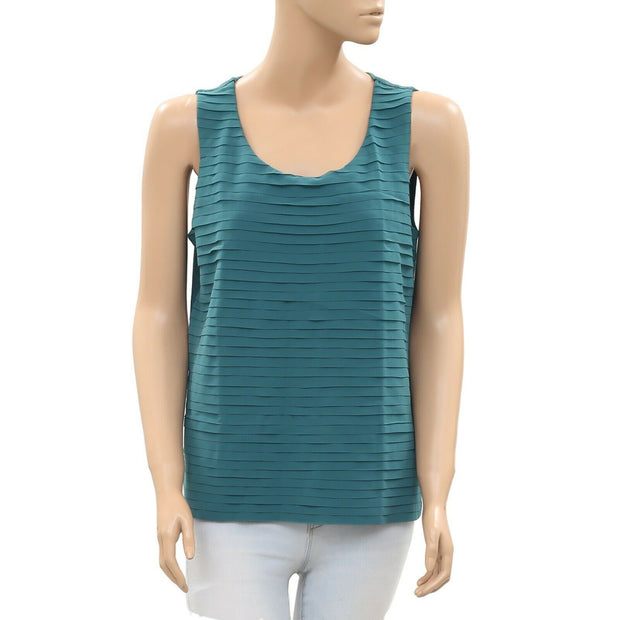 Chico's Pleated Green Tank Blouse Top M