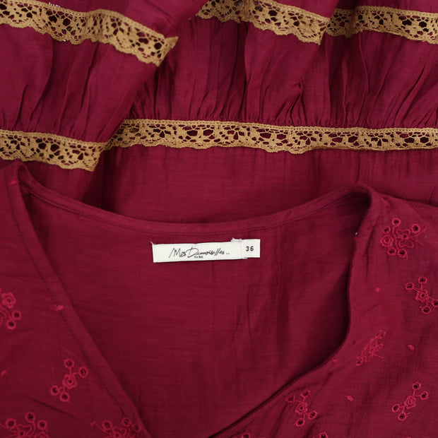 Mes Demoiselles Eyelet Embroidered Blouse Top S-36