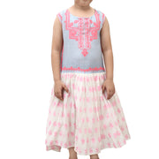 Riva kids Floral Printed Embroidered Long Gown Dress