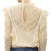 Intimately Free People Goldie Ruffle Lace Bodysuit Top XS
