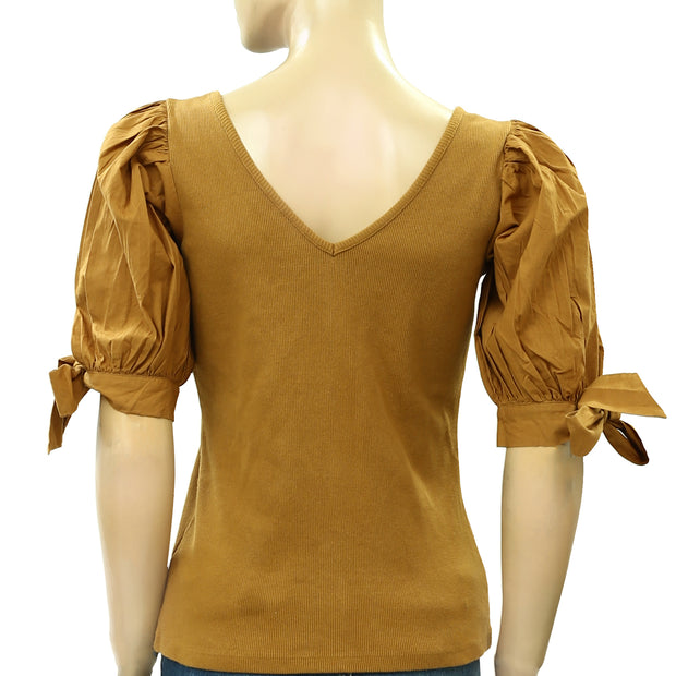 Maeve Anthropologie Puff-Sleeved Blouse Top