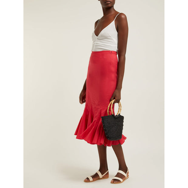 RHODE RESORT Sienna Fishtail Cotton Midi Skirt M