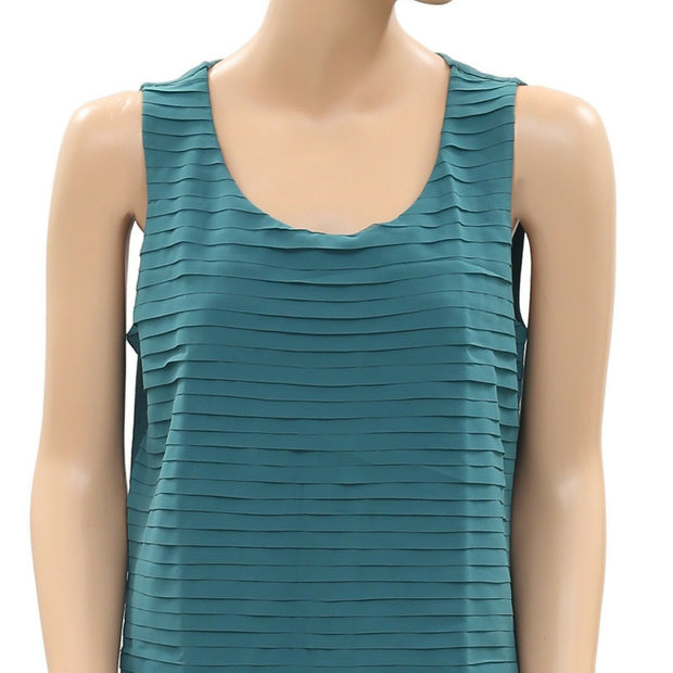 Chico's Pleated Green Tank Blouse Top M
