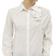 Anthropologie Ruffle Solid Blouse Shirt Top S