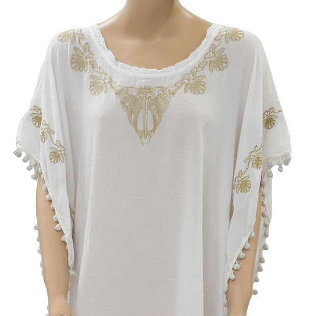 Mai 68 Shimmer Pom Pom Embroidered Mini Dress XS