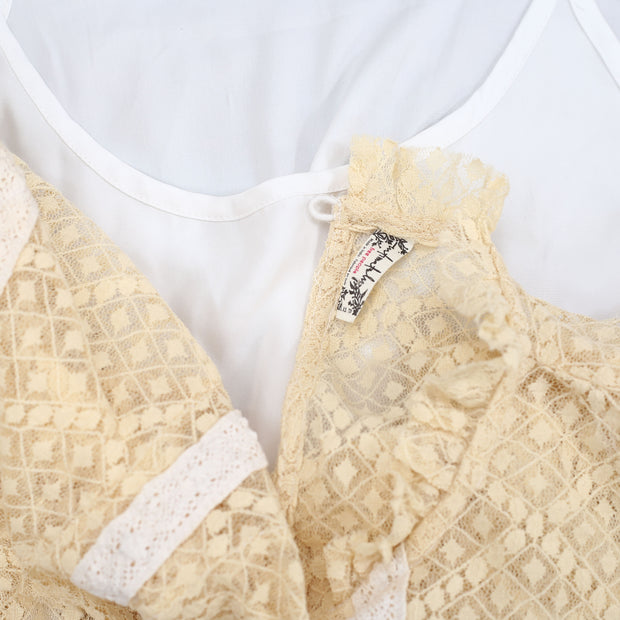 Intimately Free People Goldie Ruffle Lace Bodysuit Top XS