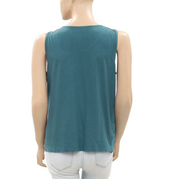 Chico's Pleated Green Tank Blouse Top M